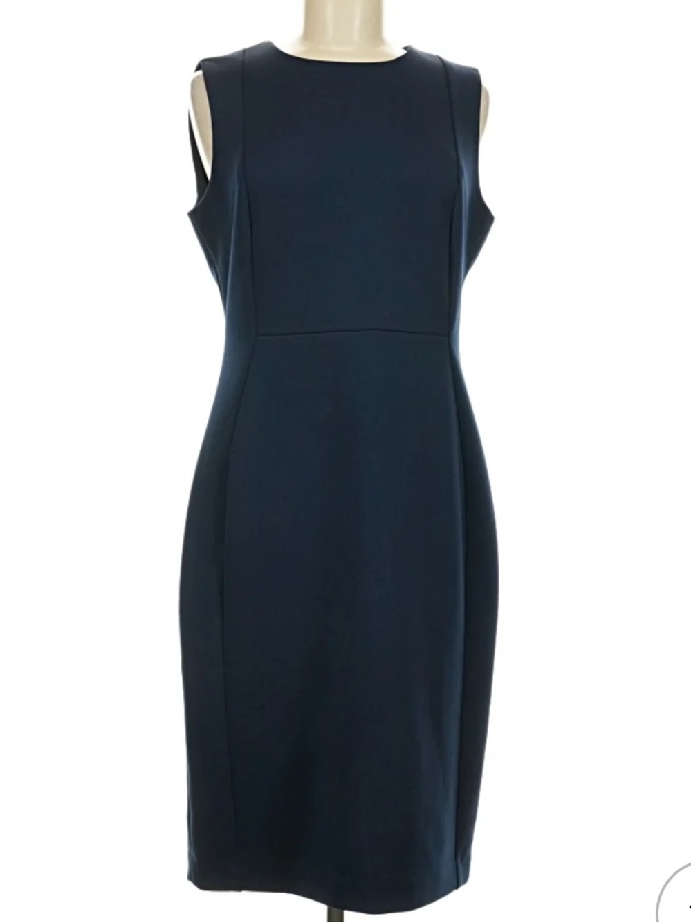 Calvin Klein Navy Sleeveless Sheath Midi Dress
